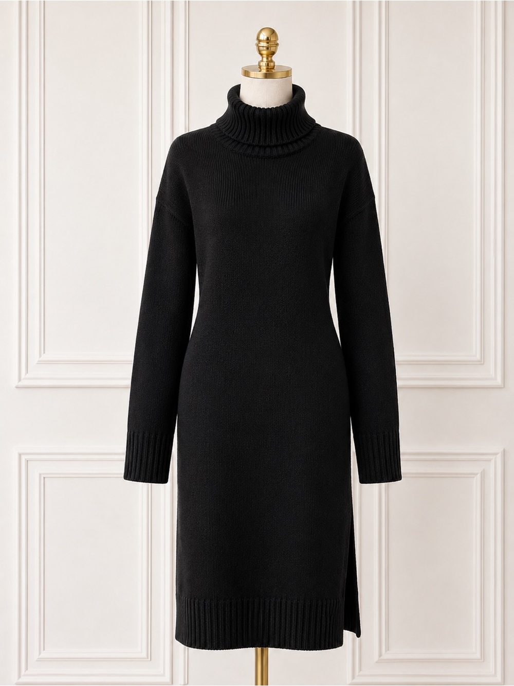 NEW Zenana Oversized Turtleneck Sweater Dress Black S M L